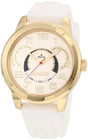 Lancaster Men's OLA0457SL-YG-BN Non Plus Ultra Silver Textured Dial White Silicone Watch