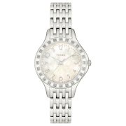 Timex Women's T2M572 Diamond Accented Silver-Tone Stainless Steel Bracelet Watch