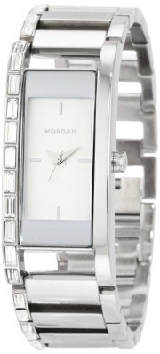 Morgan Women's M1100SM Classic Crystallized Case Silver-Tone Bracelet Watch