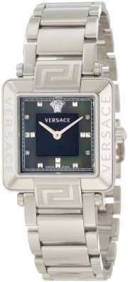 Versace Women's 88Q99SD008 S099 Reve Carrè Black Mother-Of-Pearl Diamond Steel Bracelet Watch