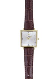 Hanowa Women's 16-6019.02.001 Eleganza Square Gold IP Leather Watch