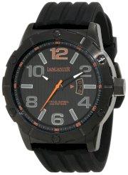 Lancaster Men's OLA0479NR-AR-NR Trendy Black Striped Dial Black Silicone Watch