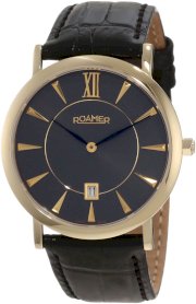 Roamer of Switzerland Men's 934856 48 55 09 Limelight Gold PVD Grey Dial Leather Date Watch