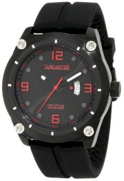 Lancaster Men's OLA0481NR-RS-NR Trendy Black Textured Dial Black Silicone Watch