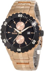 Swistar Men's 3314-5M Swiss Quartz Rose Gold Plated Stainless Steel Dual Time Dress Watch