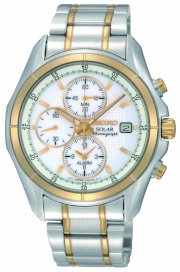 Seiko Men's SSC002 Two Tone Stainless Steel Analog with White Dial Watch