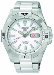 Seiko Men's SNZH09 Seiko 5 Automatic White Dial Stainless-Steel Bracelet Watch