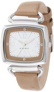  Nine West Women's NW1161WTCM Silver-Tone and Natural Patent Strap Watch