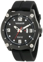 Lancaster Men's OLA0481NR Trendy Black Textured Dial Black Silicone Watch