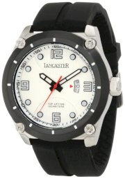 Lancaster Men's OLA0480BN Trendy Light Silver Textured Dial Black Silicone Watch