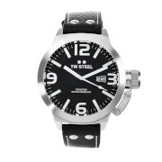  TW Steel Men's TW22N Canteen Black Leather Black Dial Watch