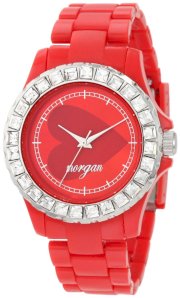 Morgan Women's M1060R Red Plastic Crystallized Bezel Watch