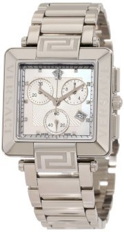 Versace Women's 88C99SD497 S099 Reve Carrè Chronograph Mother-Of-Pearl Diamond Steel Bracelet Watch