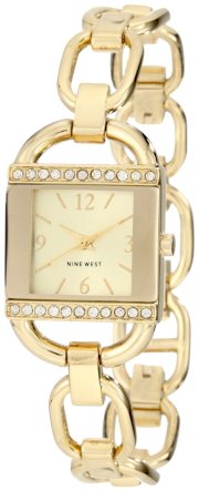  Nine West Women's NW1188CHGB Crystal Accented Gold-Tone Bracelet Watch