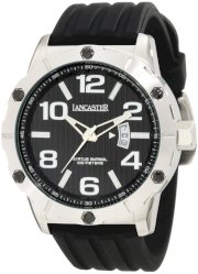 Lancaster Men's OLA0478NR Trendy Black Striped Dial Black Silicone Watch