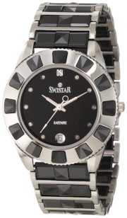 Swistar Men's 44333-5M Swiss Quartz Scratch Resistant Ceramic and Stainless Steel Dress Watch
