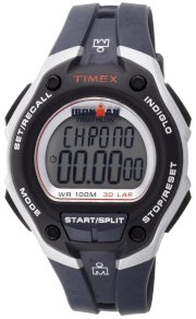 Timex Men's T5K416 Ironman 30-Lap Oversize Silver with Blue Resin Strap Sports Watch