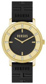  Women's Hollywood White Crystal Black/Gold Textured Dial Black Textured Rubber