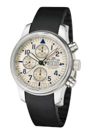 Fortis Men's 701.20.92 K F-43 Flieger Chronograph Beige Dial Automatic Chronograph Date Rubber Watch