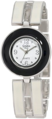 Golden Classic Golden Classic Women's 2132 Blk/Wht Color Time Enameled Black Round Bezel Watch