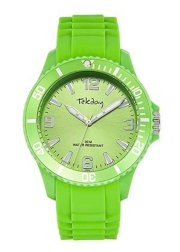 Tekday Women's 652916 Light Green Plastic Silicone Strap Sport Watch