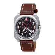 Wenger Men's 77014 AeroGraph Cockpit Chrono Brown Leather Strap Watch