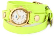 La Mer Collections Women's LAMERNEON_3GOLDCIR Neon Yellow/Gold Circle Simple Watch