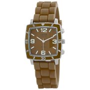 Golden Classic Women's 2213-Brown "Social Jelly" Trendy Square Rubber Strap Watch