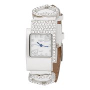 Golden Classic Women's 1367-Wht "Heart Locked" White Leather Strap Watch