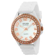 Golden Classic Women's 2220 rosegoldwhite "Glam Jelly" Rhinestone White Silicone Watch