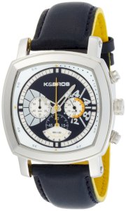 K&Bros  Men's 9448-4 Steel Squared Sport Chronograph Stainless Steel Watch