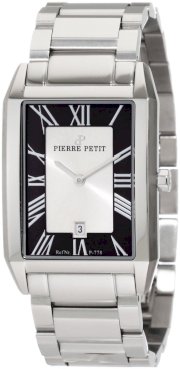 Pierre Petit Men's P-778C Serie Paris Rectangular Stainless-Steel Bracelet Date Watch