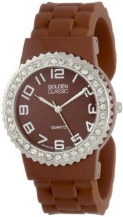 Golden Classic Women's 2301-brown "Bangle Jelly" Rhinestone Silicone Watch