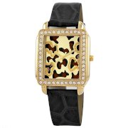 Golden Classic Women's 2217 goldblack "Safari Dame" Rectangle Rhinestone Leather Watch