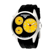 Torgoen Swiss Men's T08302 Triple Time Zone Yellow Polyurethane Strap Watch