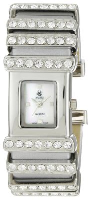 Golden Classic Women's 5102 silver "Posh Palette" Leather Bangle Band Rhinestone Accented Watch