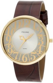 Pedre Women's 6875GX Gold-Tone with Brown Glossy Strap Watch