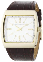French Connection Women's FC1071GS Brown Glossy Croco Leather Strap Gold-Tone Stainless Steel Square Case Watch