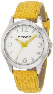 Pedre Midsize 0094SYX Silver-Tone/ Yellow Strap Watch
