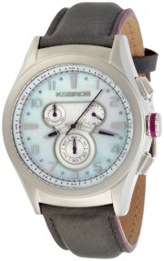 K&Bros  Men's 9455-2 Steel Luna Chronograph Silver-tone Watch