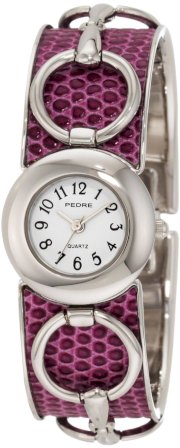 Pedre Women's 3309SX Silver-Tone with Purple Horse Bit Bangle Watch