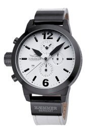  Haemmer Women's DHC-13 Secrets Black PVD White Leather Chronograph Watch