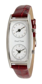Pedre Women's Silver-Tone Traveler Series Dual Time Watch #6645SX-RED-CRC