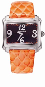 Women's Black Textured Dial Orange Leather 10977MS/02A