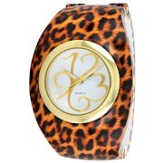 Golden Classic Women's 2209-Leopard Tangle Oversized Plastic Leopard Print Bangle Watch