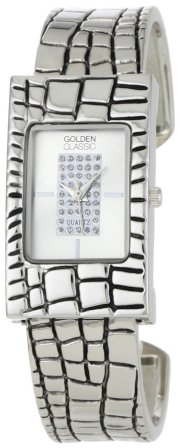 Golden Classic Women's 2240-silver "Evocative Sheath" Rectangular Rhinestone Bangle Watch