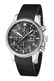 Fortis Men's 701.10.81 K F-43 Flieger Chronograph Black Automatic Chronograph Date Rubber Watch