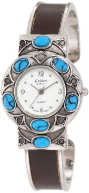 Golden Classic Women's 9106-S/Brown Earthy Tone Topaz Embellished Bezel Watch