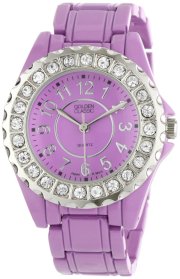 Golden Classic Women's 2284-lightpurple "Time's Up" Light Purple Dial Rhinestone Encrusted Bezel Watch