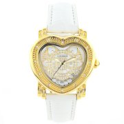Luxurman Watches: Ladies Diamond Heart Watch 0.30ct Yellow Gold Plated